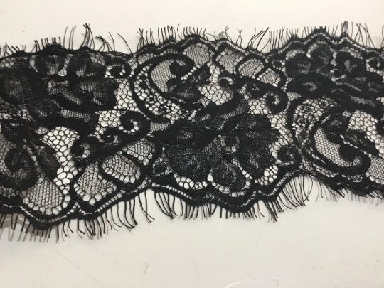 NEW High Class Black Eyelash Floral Lace Trim / Trimming