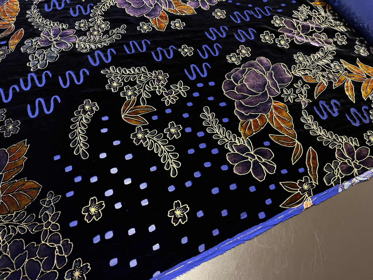 NEW High Class Floral Viscose Silk Velvet Devore Fabric