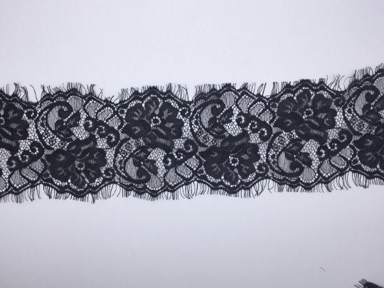 NEW High Class Black Eyelash Floral Lace Trim / Trimming