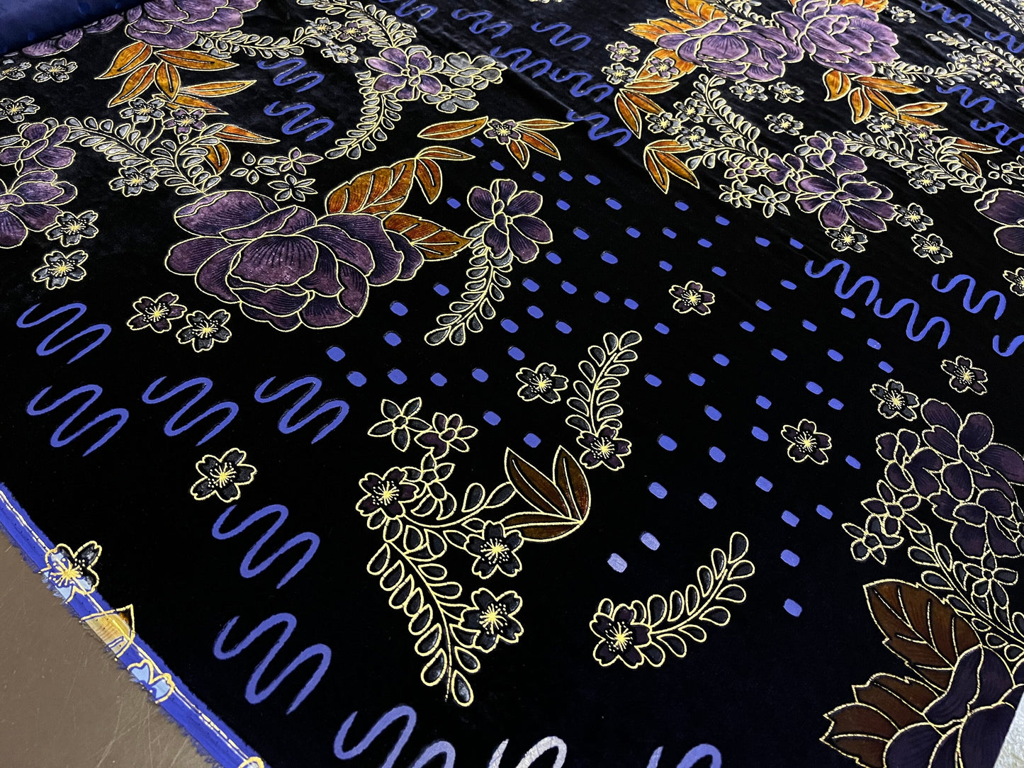 NEW High Class Floral Viscose Silk Velvet Devore Fabric