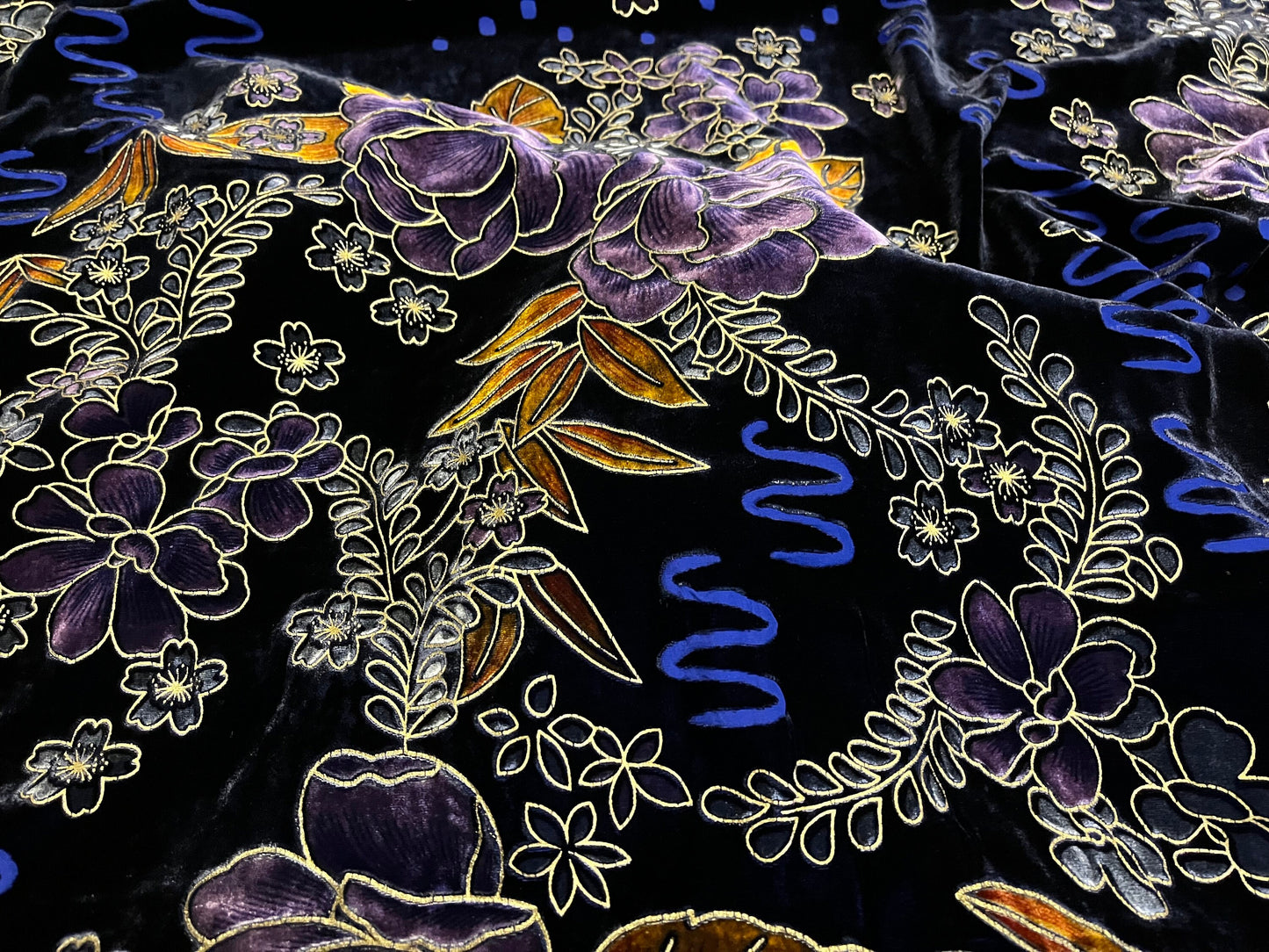 NEW High Class Floral Viscose Silk Velvet Devore Fabric