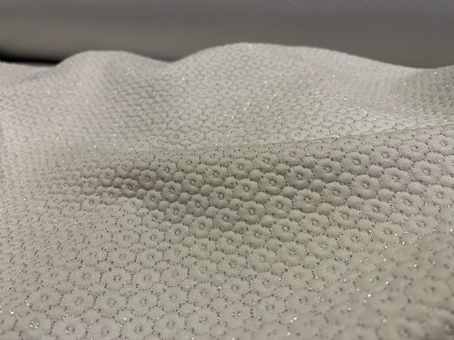 NEW High Class Stretch Brocade Cloque Silver Lurex Fabric