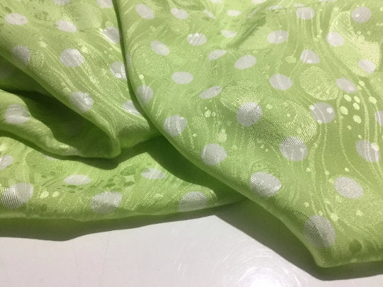 NEW 100% Silk Crepe De Chine Satin Jacquard Polka Dot Print Fabric