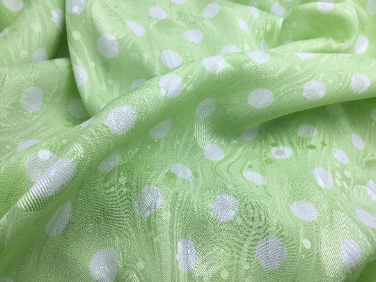 NEW 100% Silk Crepe De Chine Satin Jacquard Polka Dot Print Fabric