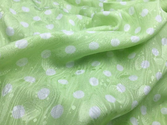 NEW 100% Silk Crepe De Chine Satin Jacquard Polka Dot Print Fabric