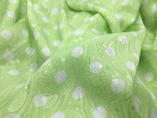 NEW 100% Silk Crepe De Chine Satin Jacquard Polka Dot Print Fabric