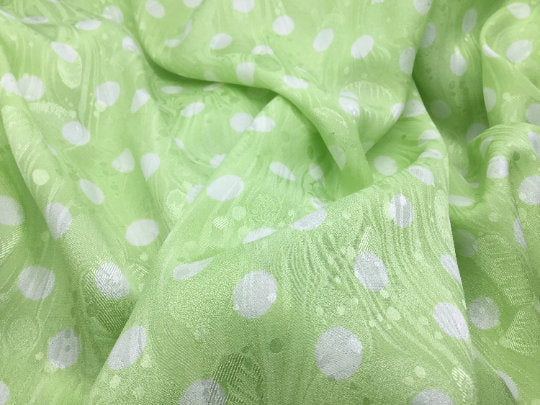 NEW 100% Silk Crepe De Chine Satin Jacquard Polka Dot Print Fabric