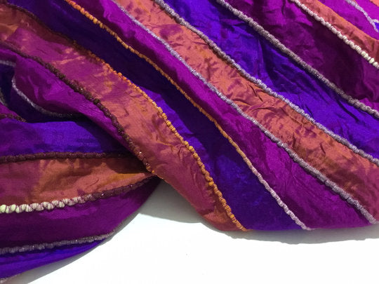 NEW High Class Stripe Embroidered Silk Lurex Fabric