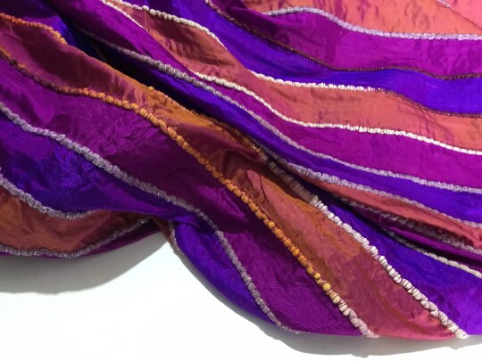 NEW High Class Stripe Embroidered Silk Lurex Fabric