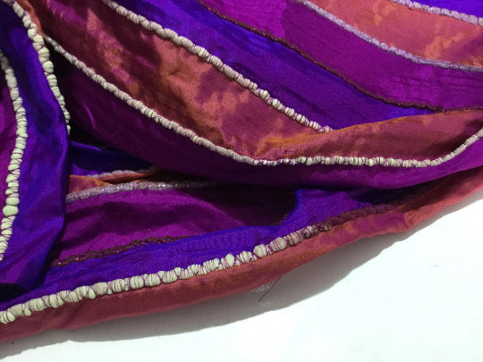 NEW High Class Stripe Embroidered Silk Lurex Fabric