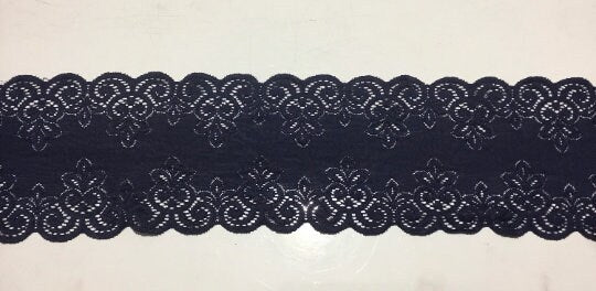 NEW High Class Navy Spandex Floral Lace Trim / Trimming