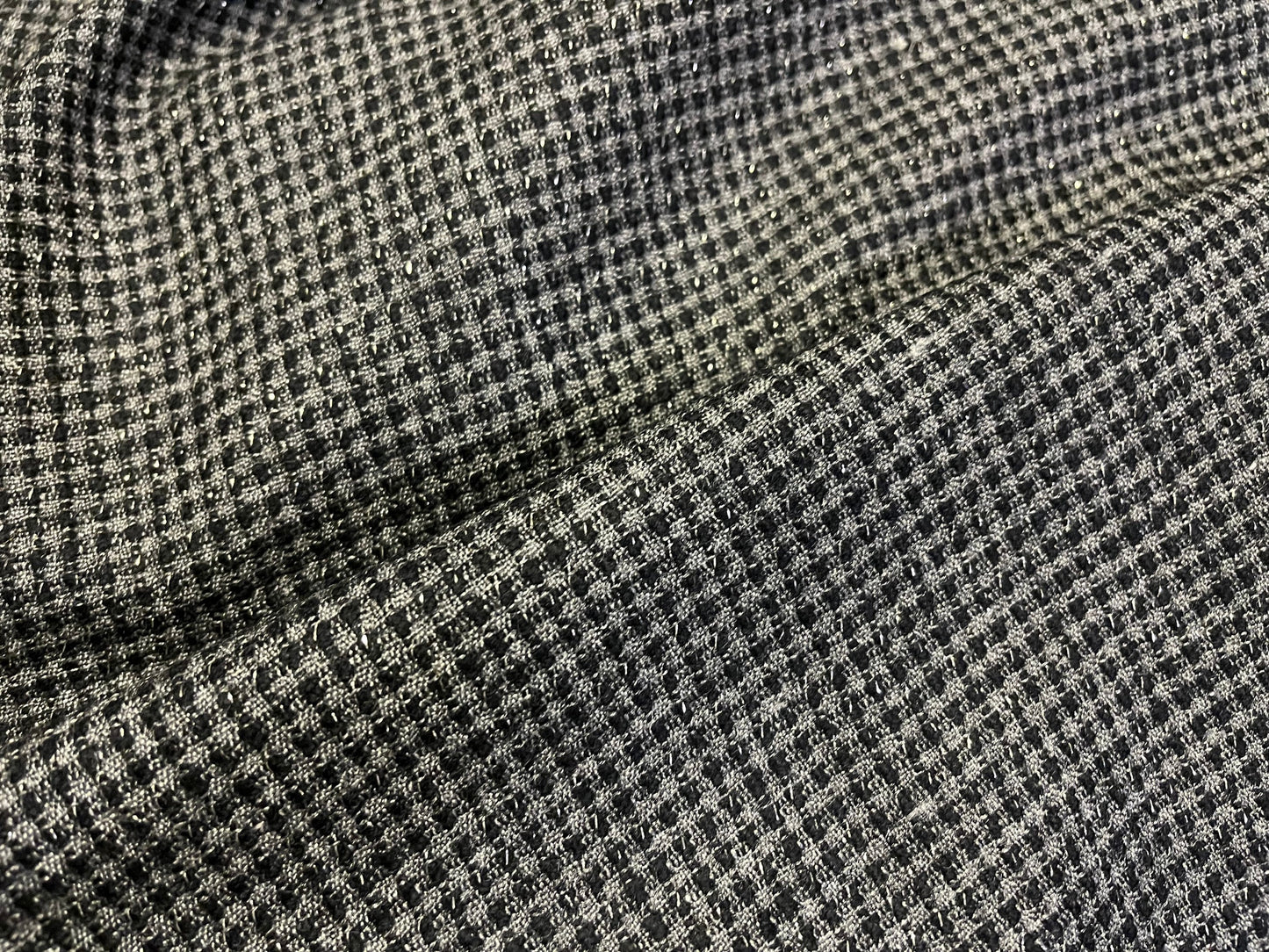 NEW High Class Wool Boucle Silver Lurex Fabric
