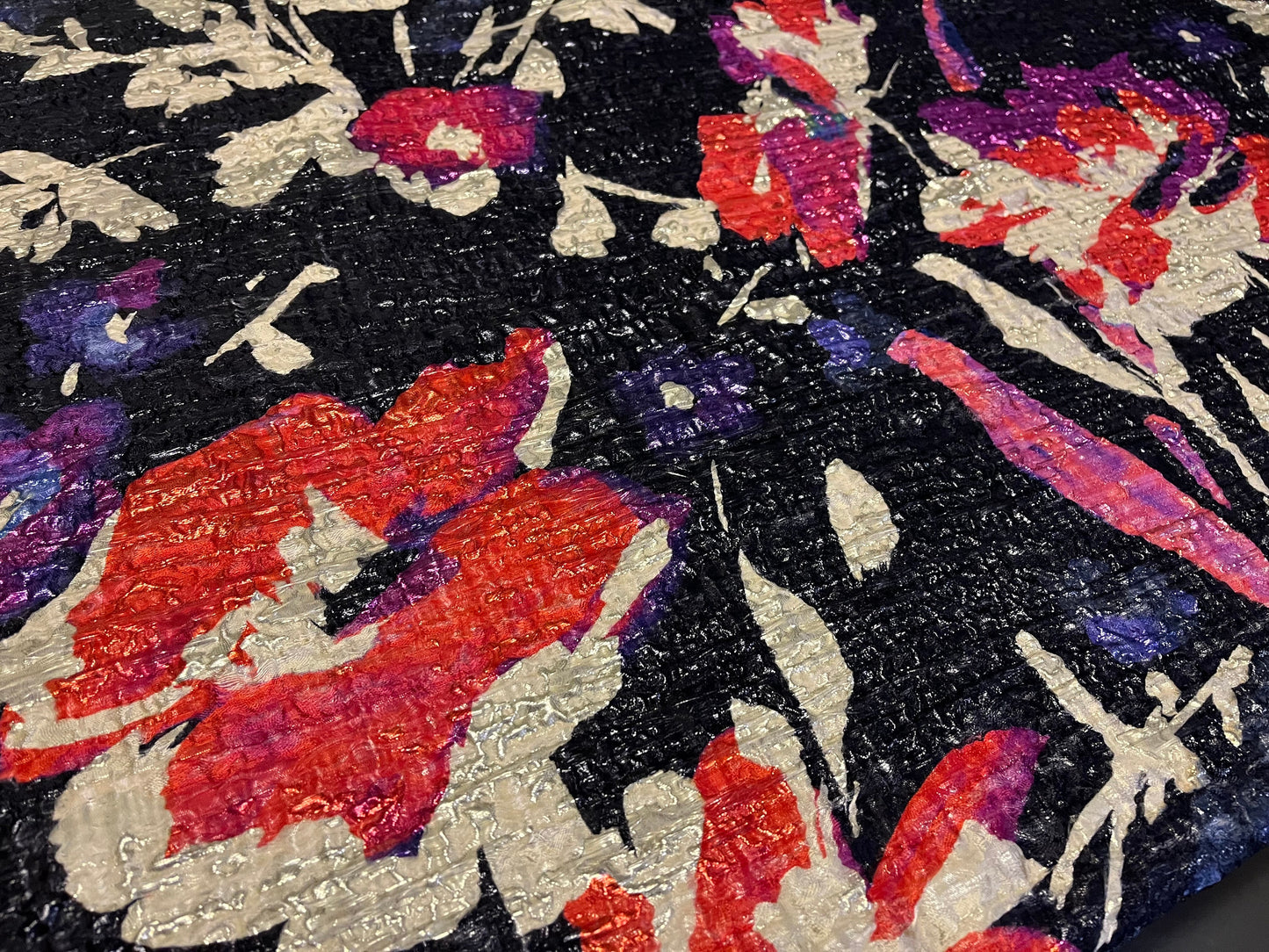 High Class Ruffo Coli For Haute Couture Silk Cloque Floral Print Fabric Made In Italy