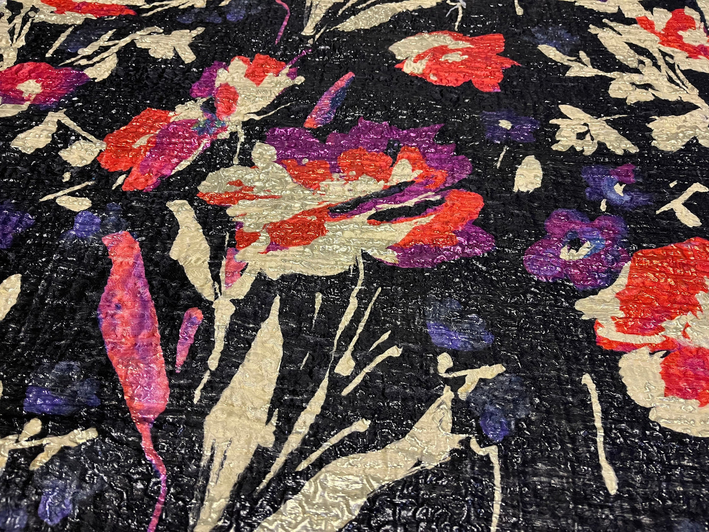 High Class Ruffo Coli For Haute Couture Silk Cloque Floral Print Fabric Made In Italy