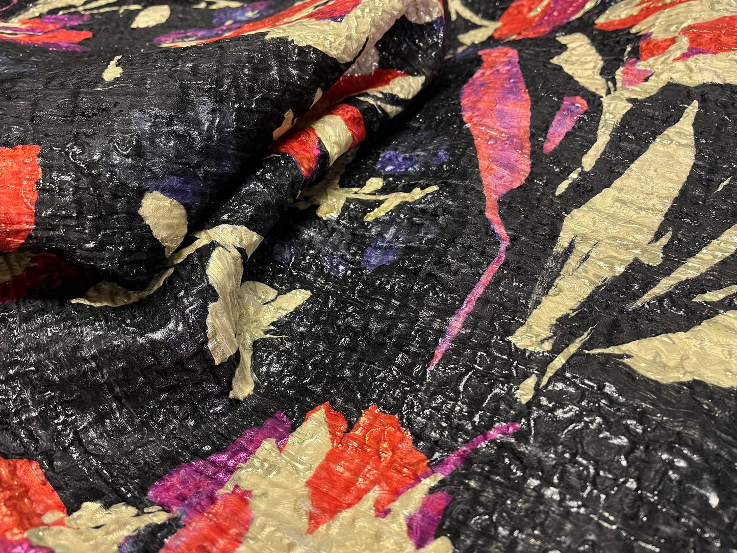 High Class Ruffo Coli For Haute Couture Silk Cloque Floral Print Fabric Made In Italy
