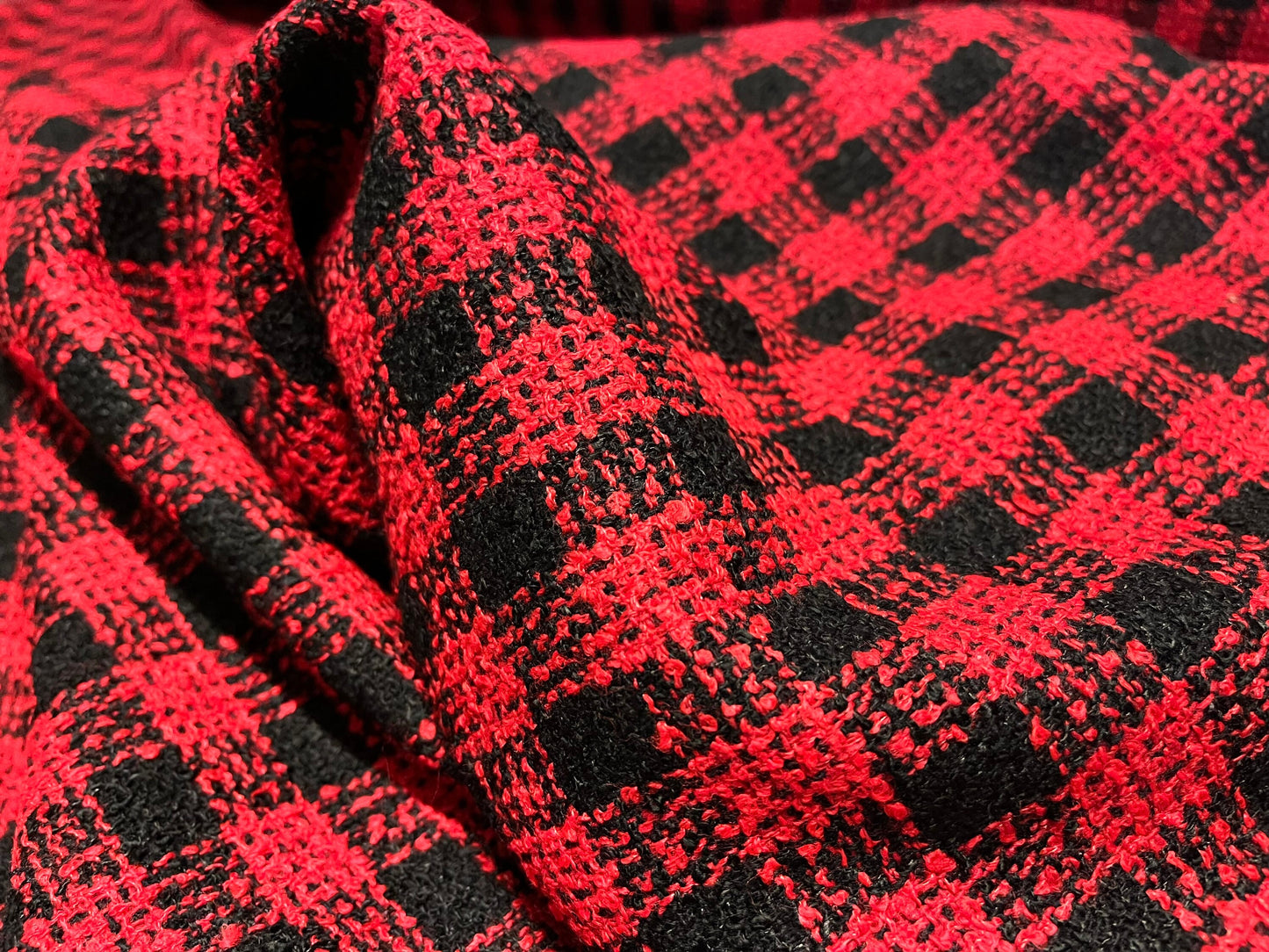 NEW High Class Red Black Boucle Fabric