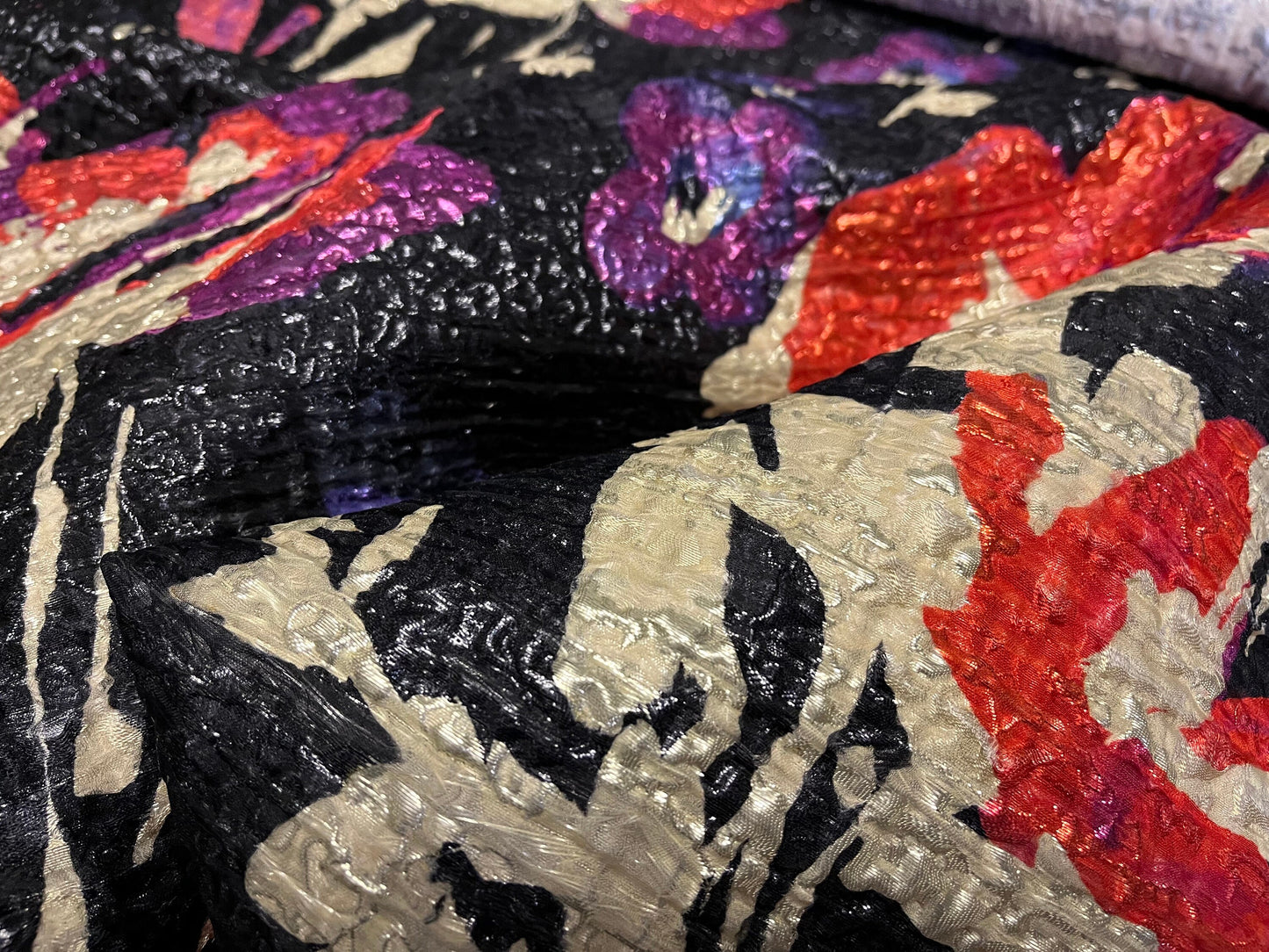 High Class Ruffo Coli For Haute Couture Silk Cloque Floral Print Fabric Made In Italy