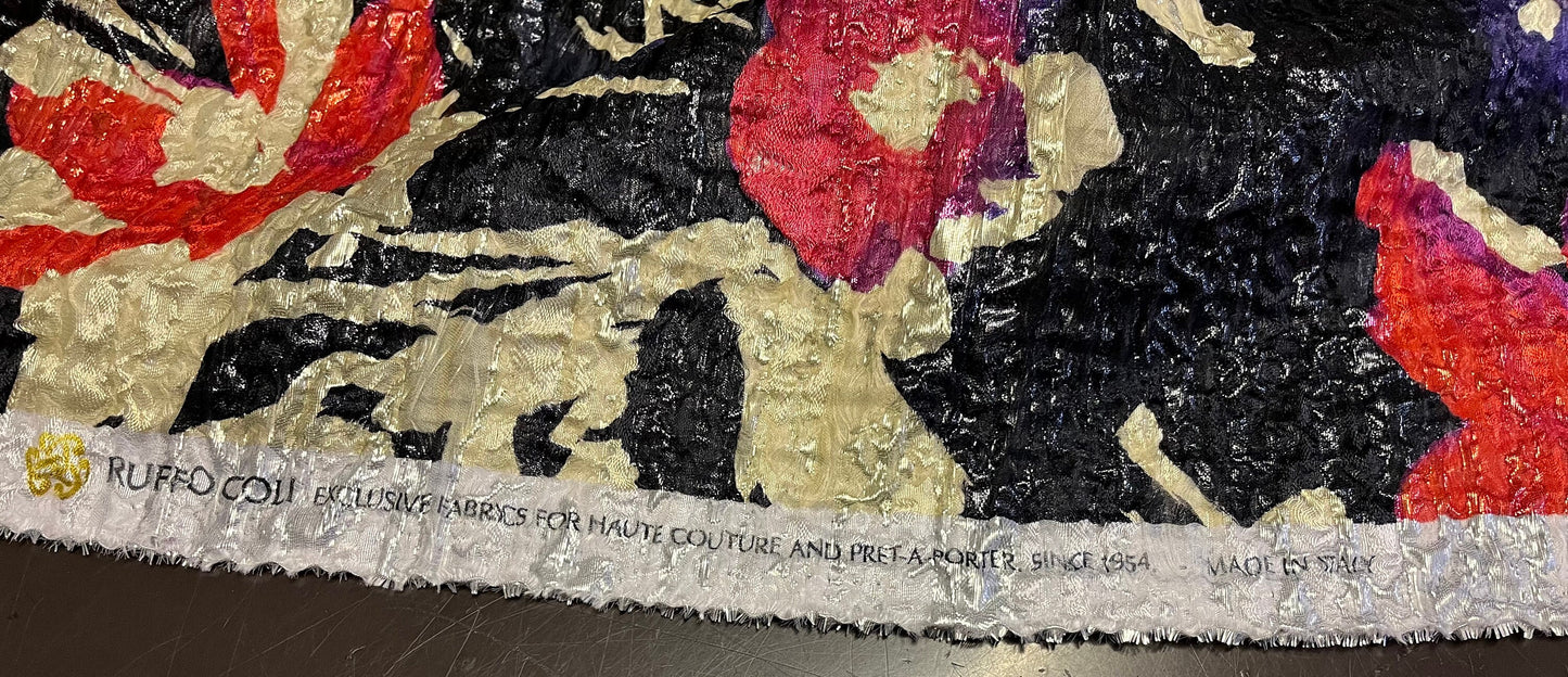 High Class Ruffo Coli For Haute Couture Silk Cloque Floral Print Fabric Made In Italy