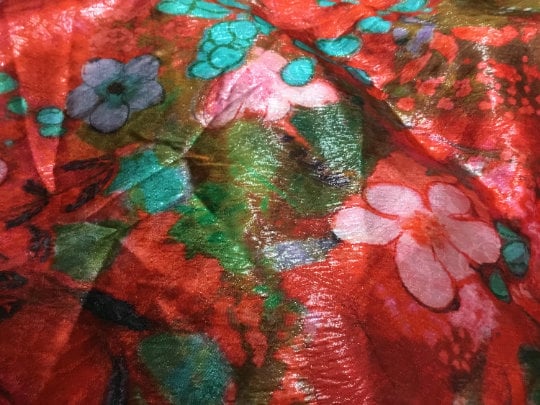 NEW Haute Italian Silk Lurex Floral Print Fabric Made In Italy
