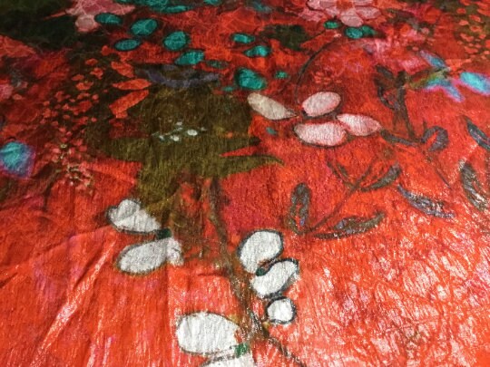 NEW Haute Italian Silk Lurex Floral Print Fabric Made In Italy