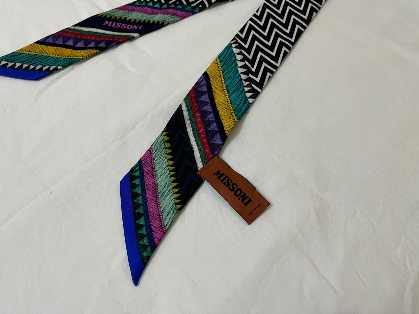 Missoni 100% Silk Head Scarf Print Made In Italy Scarf
