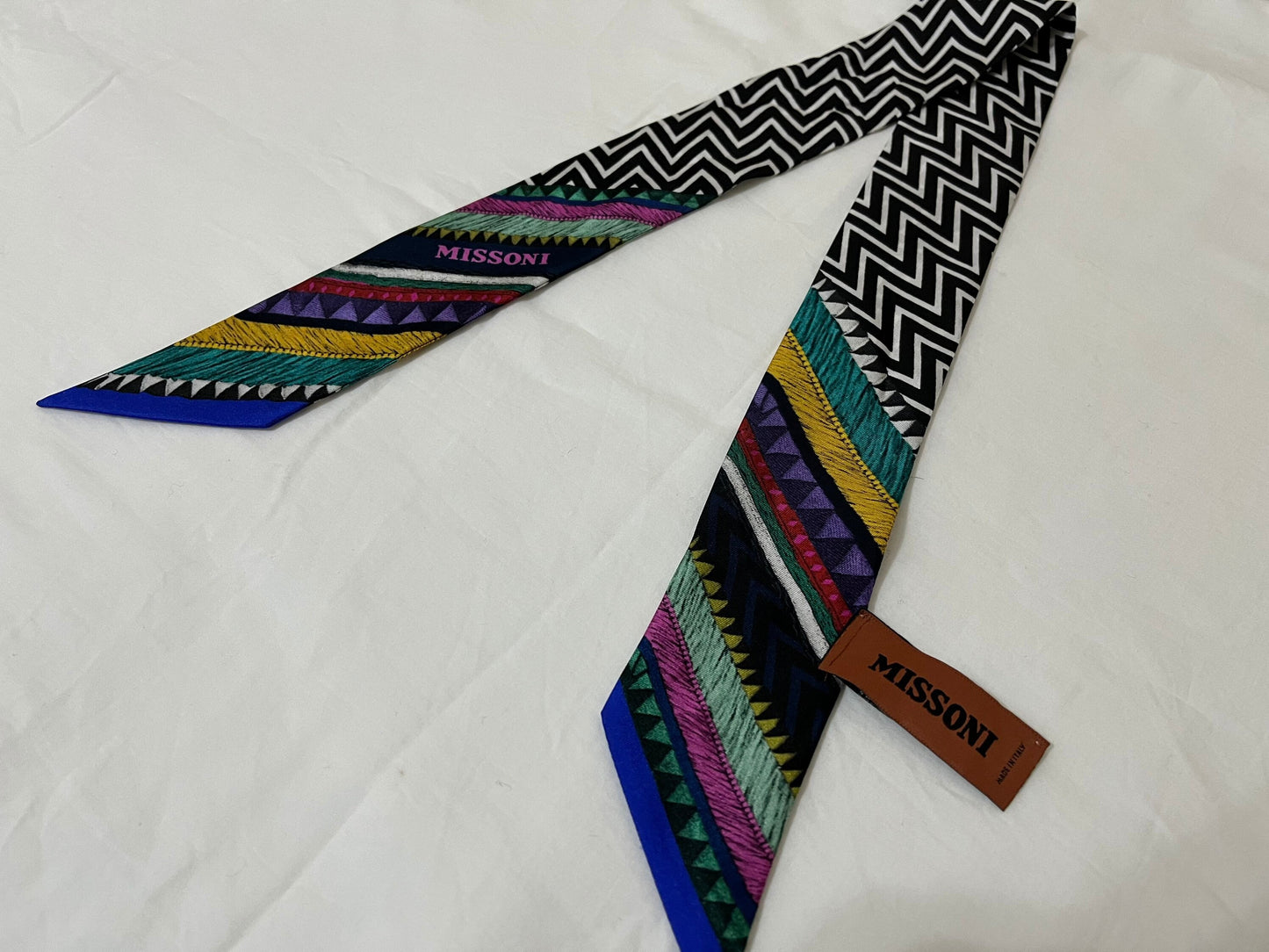 Missoni 100% Silk Head Scarf Print Made In Italy Scarf