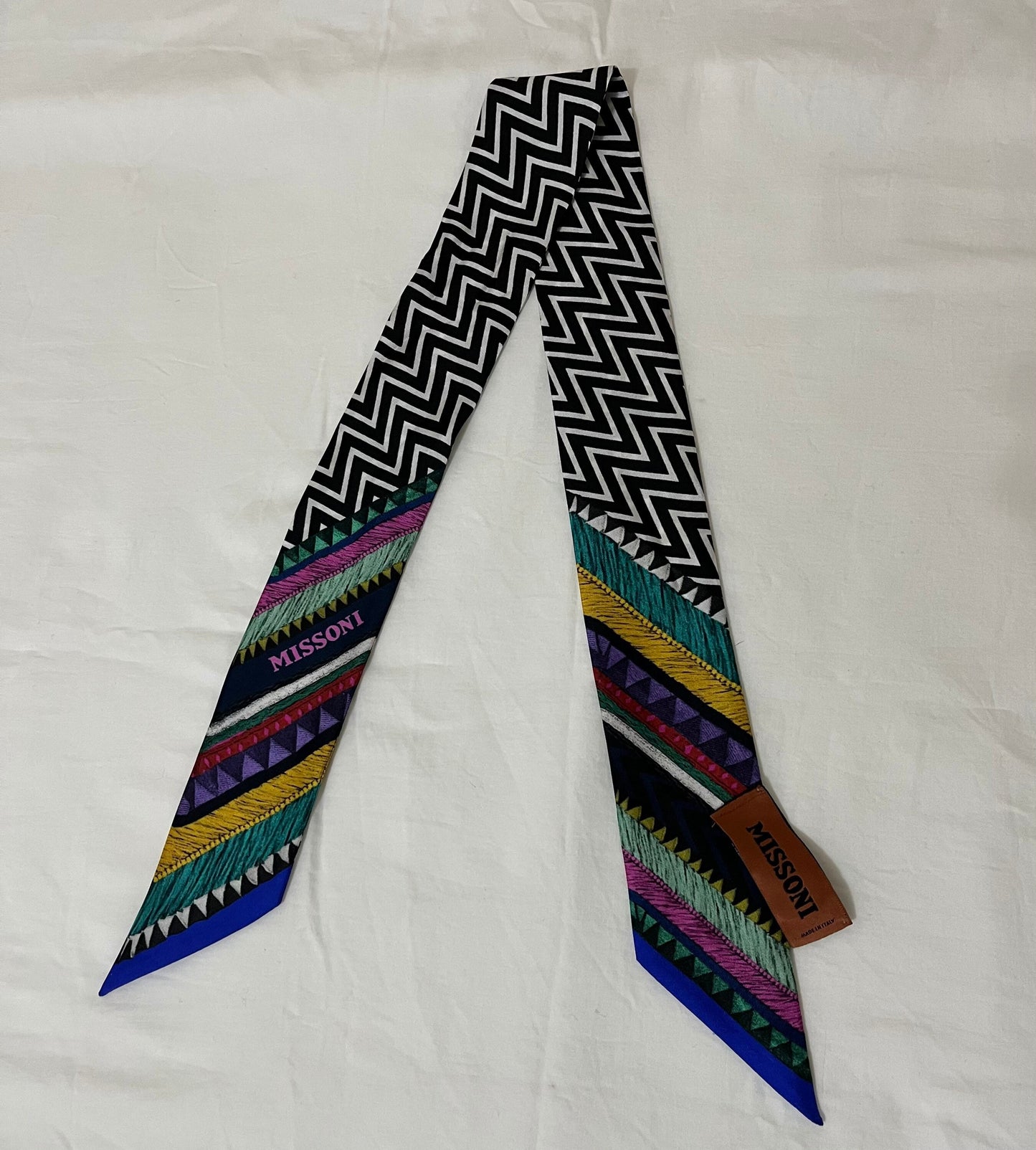 Missoni 100% Silk Head Scarf Print Made In Italy Scarf