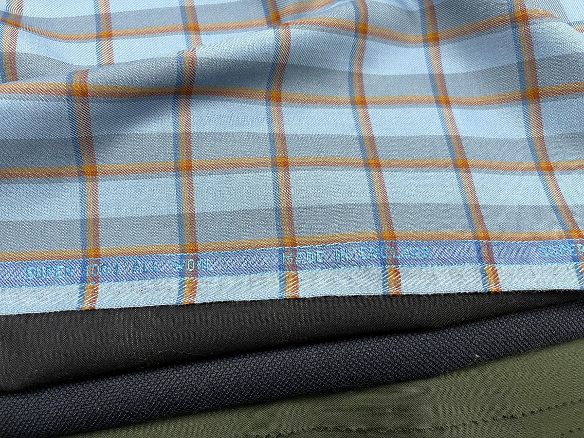 NEW High Class 100’S Wool Check Suiting Fabric (New Collection) (Please See Description)
