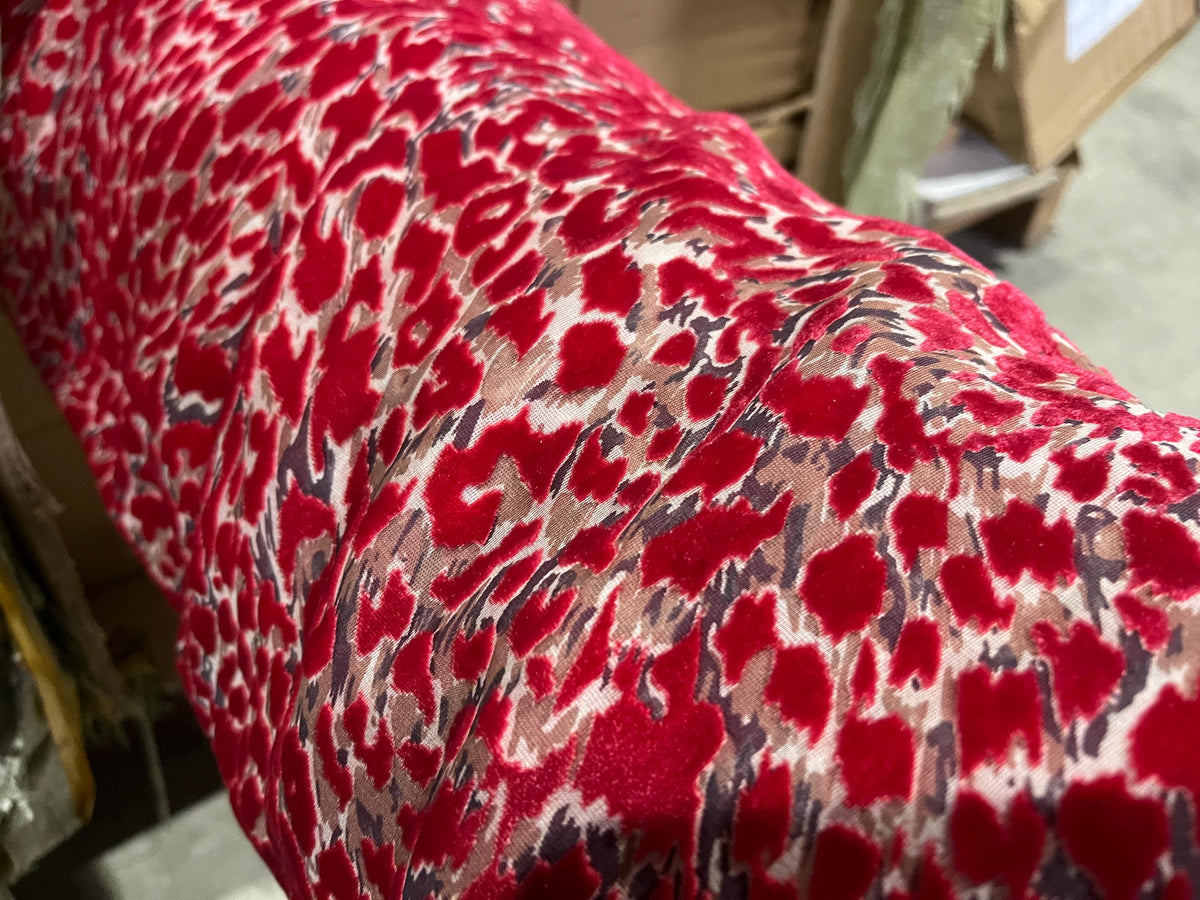 NEW High Class Viscose Silk Velvet Leopard Devore Fabric