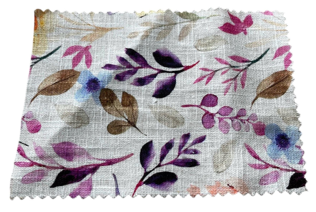 NEW High Class Linen Cotton Floral Print Fabric / Ideal For Dresses, Tops, Shirts, Trousers And Jackets (Please See Description)