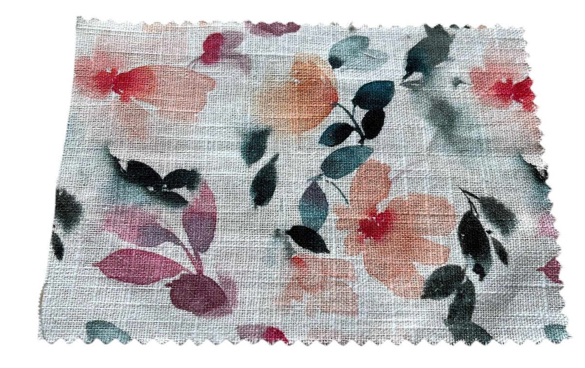 NEW High Class Linen Cotton Floral Print Fabric / Ideal For Dresses, Tops, Shirts, Trousers And Jackets (Please See Description)