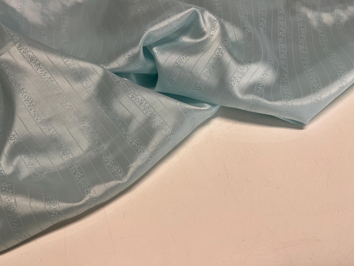 NEW High Class Aqua Silky Floral Jacquard Stripe Lining Fabric