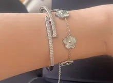 Hot Sale Stainless Steel Laser Five Leaf Flower Petal Adjustable Clover Bracelet Necklace Classic for Woman Girl Brand Jewellery Party Gift