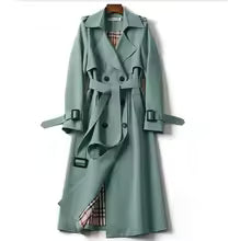 Women’s Long Belted Trench Coat • Slim Streetwear Windbreaker • All‑Season Casual Outerwear