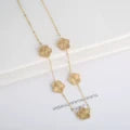 Hot Sale Stainless Steel Laser Five Leaf Flower Petal Adjustable Clover Necklace Classic for Woman Girl Brand Jewellery Party Gift