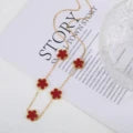 Hot Sale Stainless Steel Laser Five Leaf Flower Petal Adjustable Clover Necklace Classic for Woman Girl Brand Jewellery Party Gift