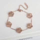 Hot Sale Stainless Steel Laser Five Leaf Flower Petal Adjustable Clover Bracelet Necklace Classic for Woman Girl Brand Jewellery Party Gift