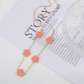 Hot Sale Stainless Steel Laser Five Leaf Flower Petal Adjustable Clover Necklace Classic for Woman Girl Brand Jewellery Party Gift