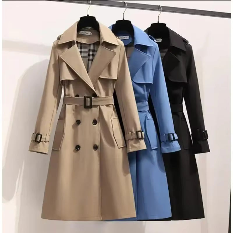 Women’s Long Belted Trench Coat • Slim Streetwear Windbreaker • All‑Season Casual Outerwear