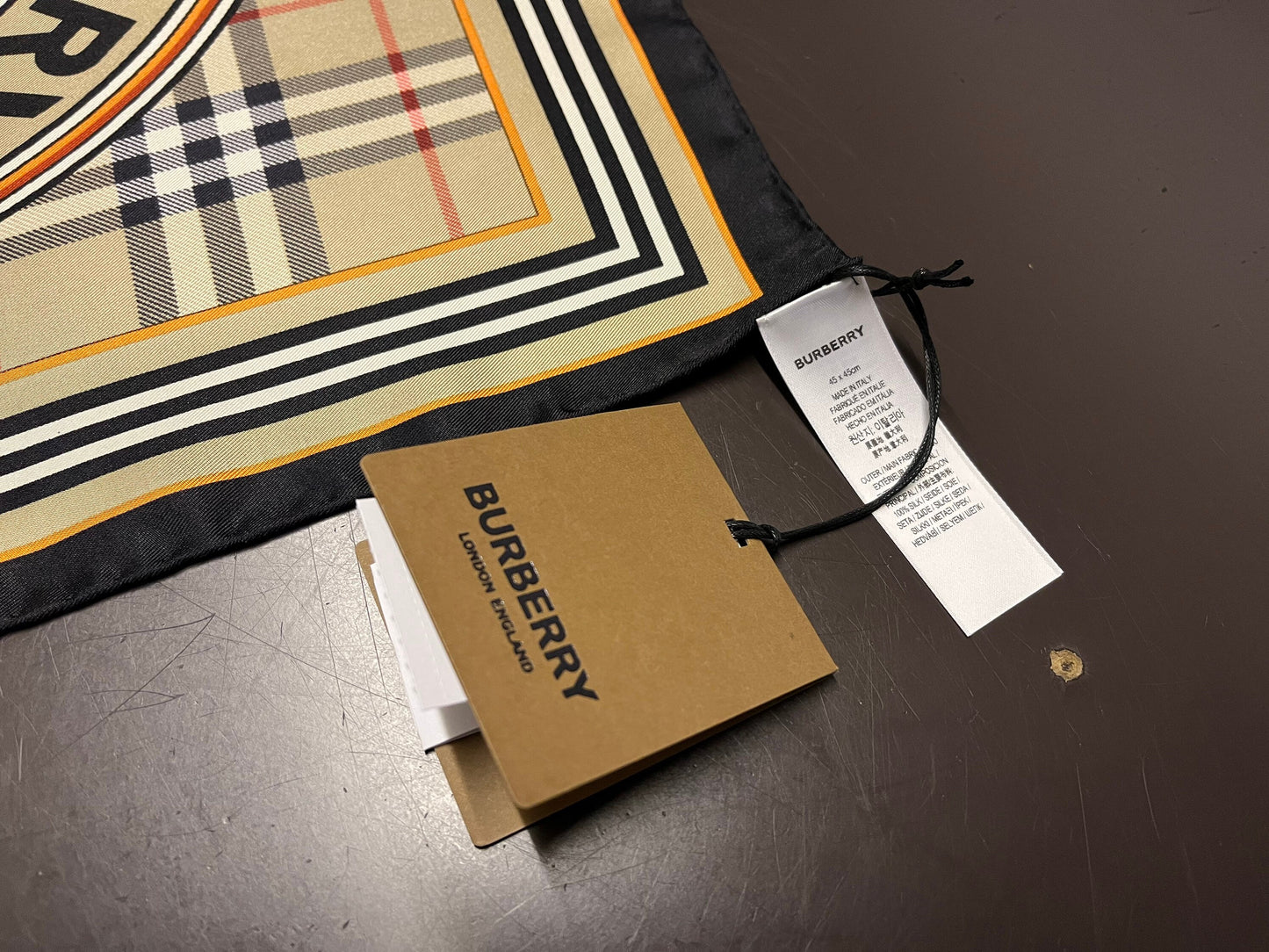 NEW Genuine Burberry 100% Silk Twill Small Scarf Check Print Made In Italy