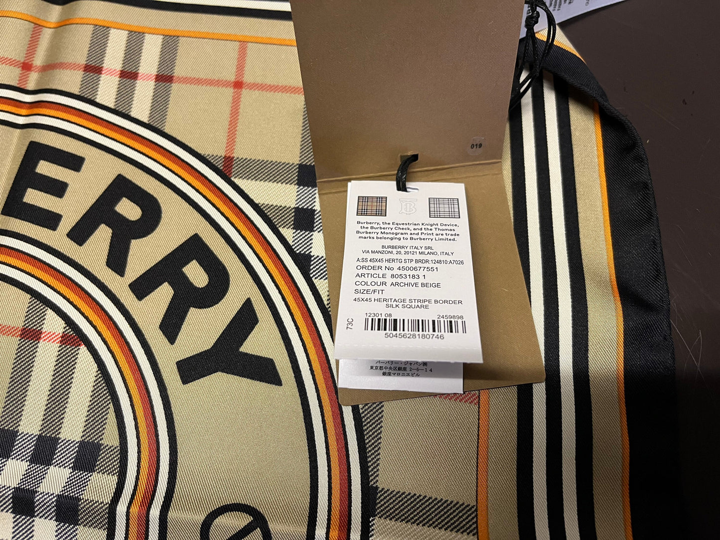 NEW Genuine Burberry 100% Silk Twill Small Scarf Check Print Made In Italy