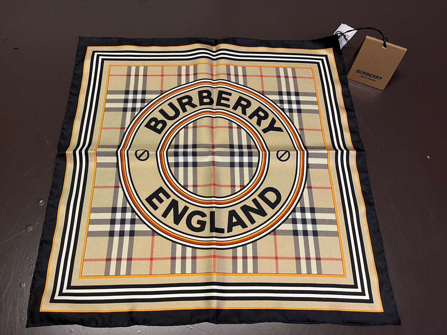 NEW Genuine Burberry 100% Silk Twill Small Scarf Check Print Made In Italy