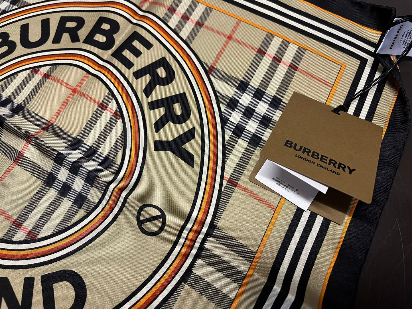 NEW Genuine Burberry 100% Silk Twill Small Scarf Check Print Made In Italy