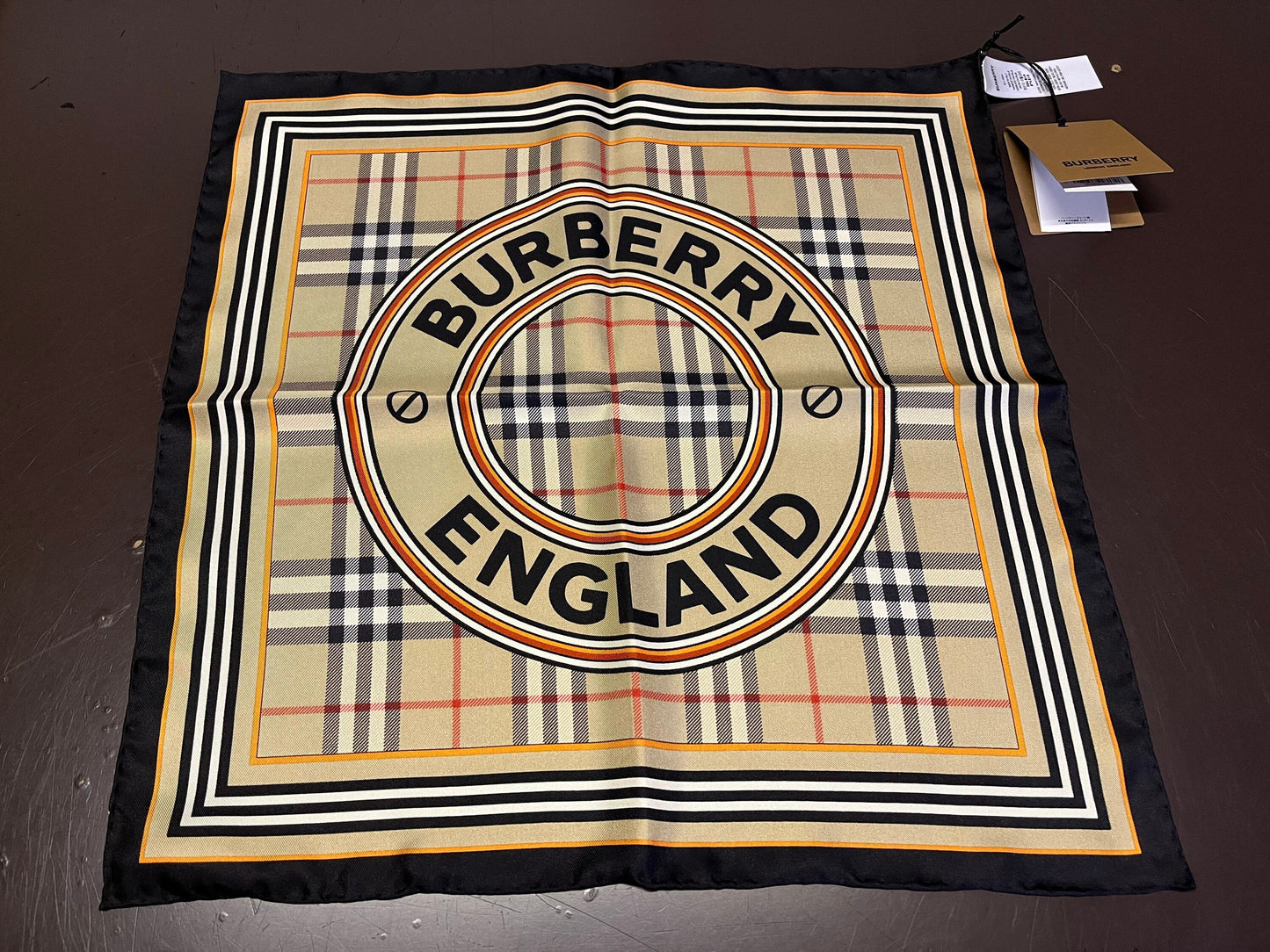 NEW Genuine Burberry 100% Silk Twill Small Scarf Check Print Made In Italy
