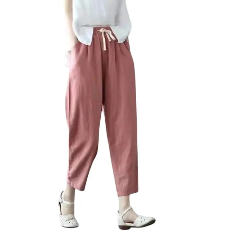 NEW High Class Candy Colours Women's Casual Herem Elastic Waist Cotton Linen Summer / Winter Pants Trousers M-3XL FREE Shipping Worldwide