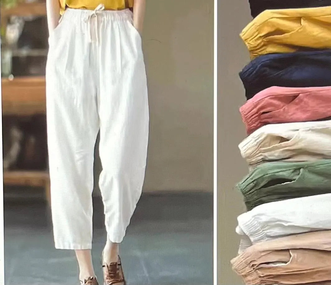 NEW High Class Candy Colours Women's Casual Herem Elastic Waist Cotton Linen Summer / Winter Pants Trousers M-3XL FREE Shipping Worldwide