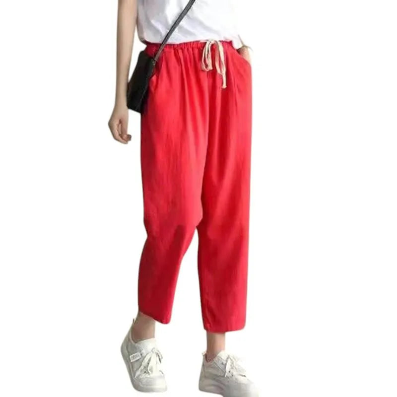 NEW High Class Candy Colours Women's Casual Herem Elastic Waist Cotton Linen Summer / Winter Pants Trousers M-3XL FREE Shipping Worldwide