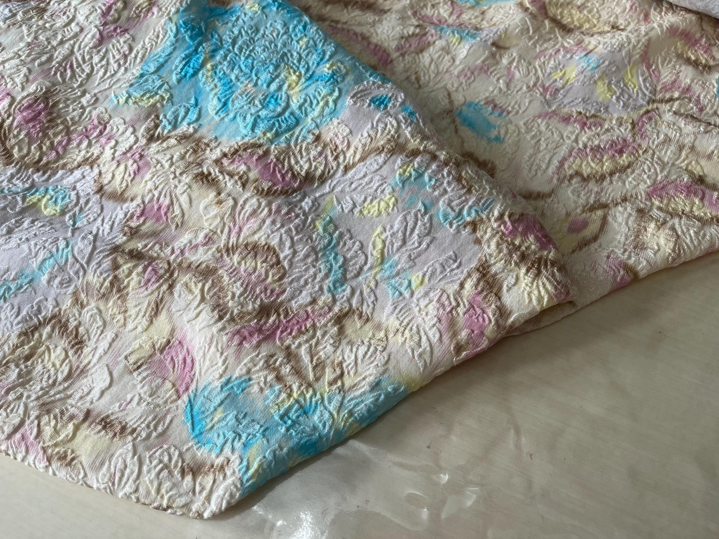 Premium Silk Stretch Cloqué Fabric – Shiny, Exquisite Couture Material