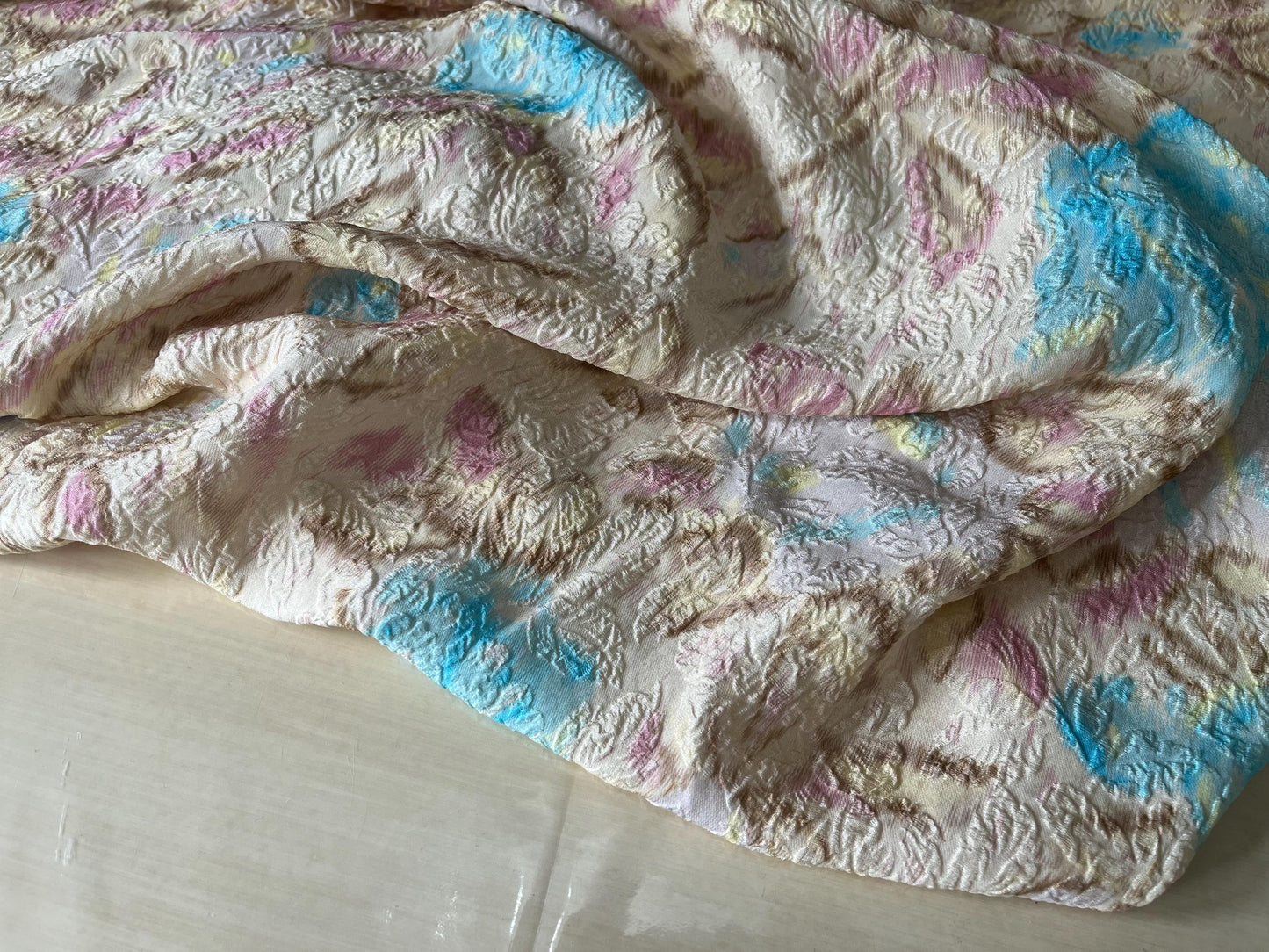 Premium Silk Stretch Cloqué Fabric – Shiny, Exquisite Couture Material