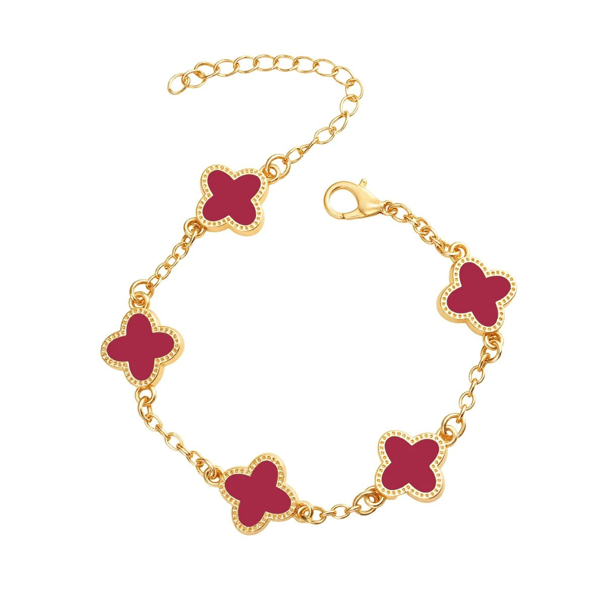 925 Sterling Silver 18K Gold Plated Four Leaf Clover Charm Bracelet — Lucky Women’s Jewellery Gift